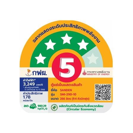 ตู้เครื่องดื่ม 1 ประตู SANDEN SMI-290 9.4 คิว สีขาว_3