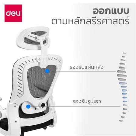 เก้าอี้สำนักงาน DELI E4959-WH-01 สีดำ/ขาว_5