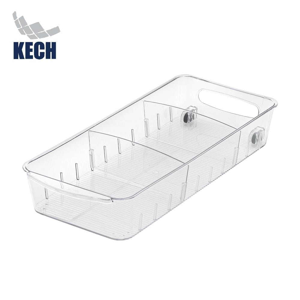 กล่องจัดเก็บในตู้เย็นพร้อมชั้นแบ่งและล้อเลื่อน KECH FROSTY SIZE M
