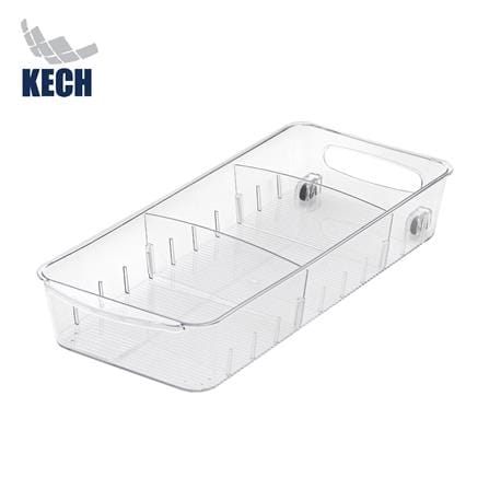 กล่องจัดเก็บในตู้เย็นพร้อมชั้นแบ่งและล้อเลื่อน KECH FROSTY SIZE M_1