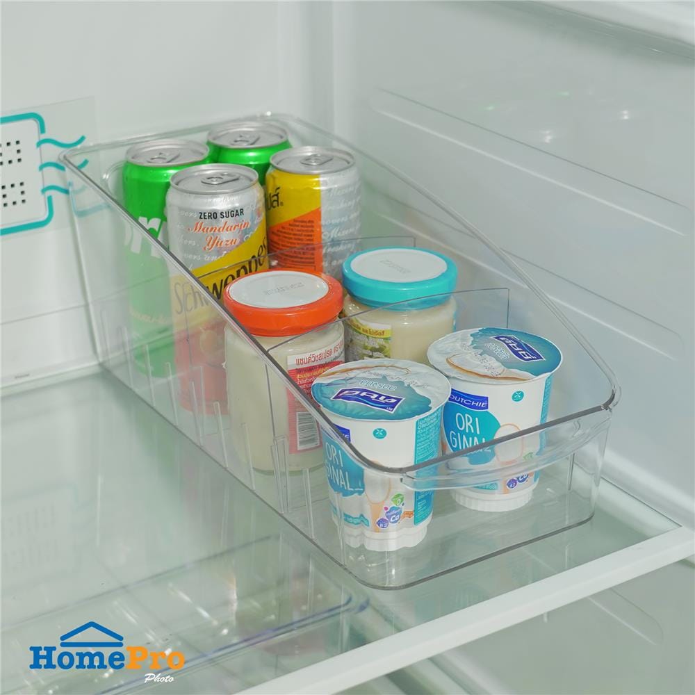 กล่องจัดเก็บในตู้เย็นพร้อมชั้นแบ่งและล้อเลื่อน KECH FROSTY SIZE L