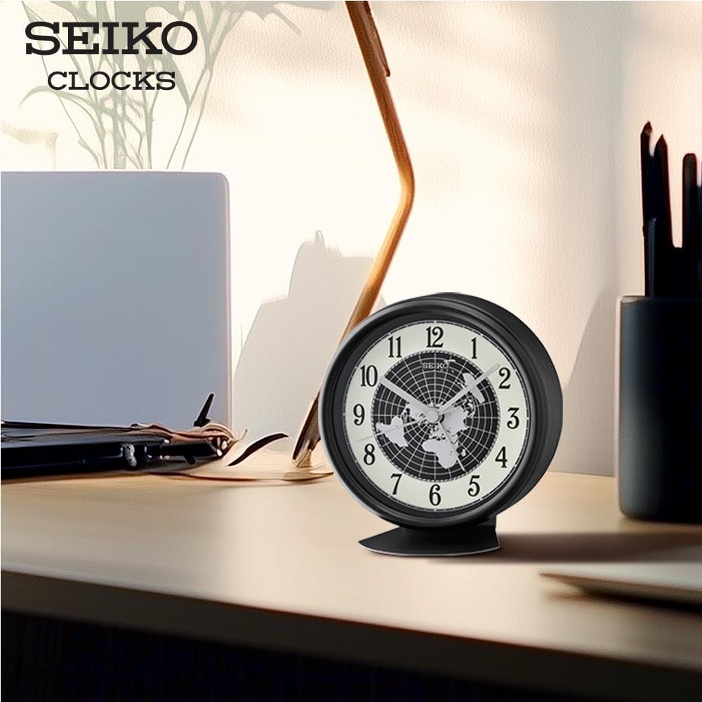 นาฬิกาตั้งโต๊ะ SEIKO CLOCKS QHE067K 4.1X3.9 นิ้ว สีดำ