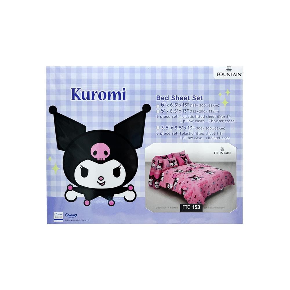 ชุดผ้าปูที่นอน 6 ฟุต 5 ชิ้น FOUNTAIN KUROMI 70106-FTC153