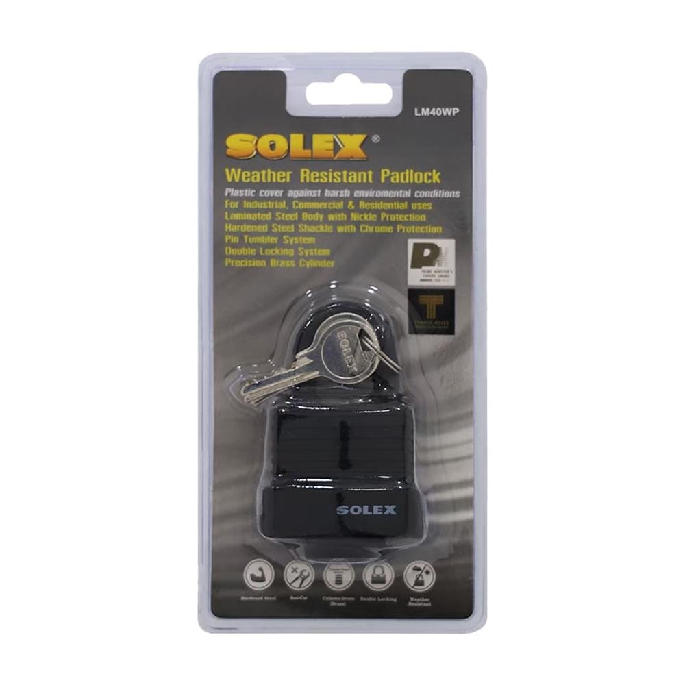 กุญแจสปริง SOLEX LM40WP 40 มม. สีดำ
