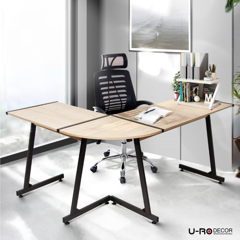 โต๊ะทำงาน U-RO DECOR L-SHAPED PLUS 147 ซม. สีโอ๊ค