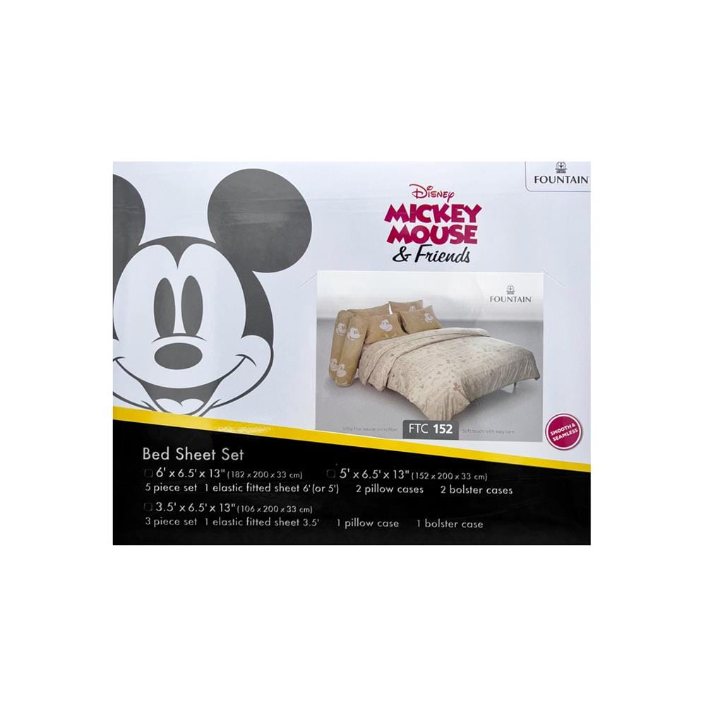 ชุดผ้าปูที่นอน 5 ฟุต 5 ชิ้น FOUNTAIN MICKEY MOUSE 70107-FTC152