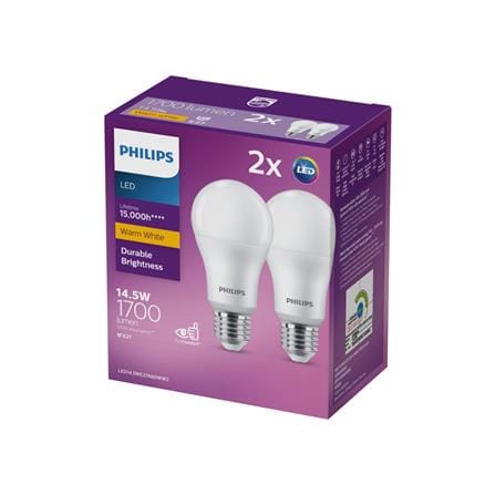 หลอด LED PHILIPS A60 14.5 วัตต์ WARM WHITE E27 แพ็ก 2 ชิ้น_2