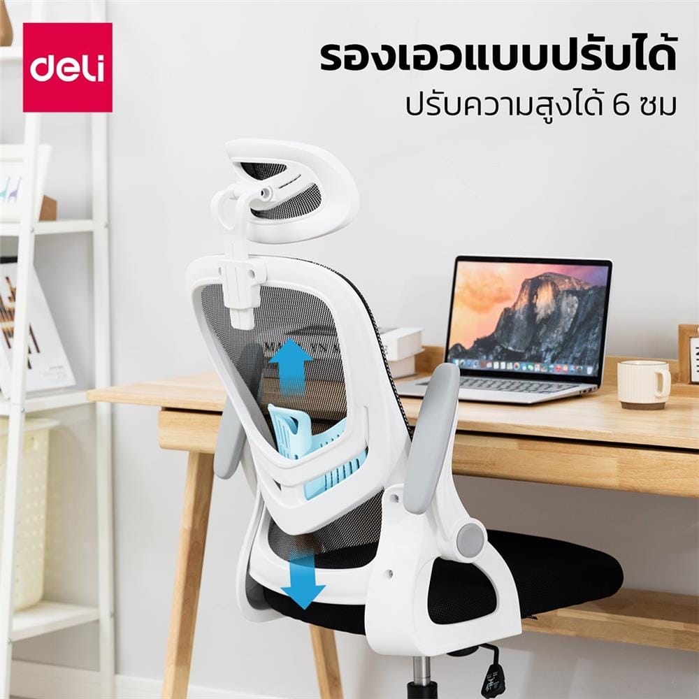 เก้าอี้สำนักงาน DELI E4955-WH-01 สีดำ/ขาว