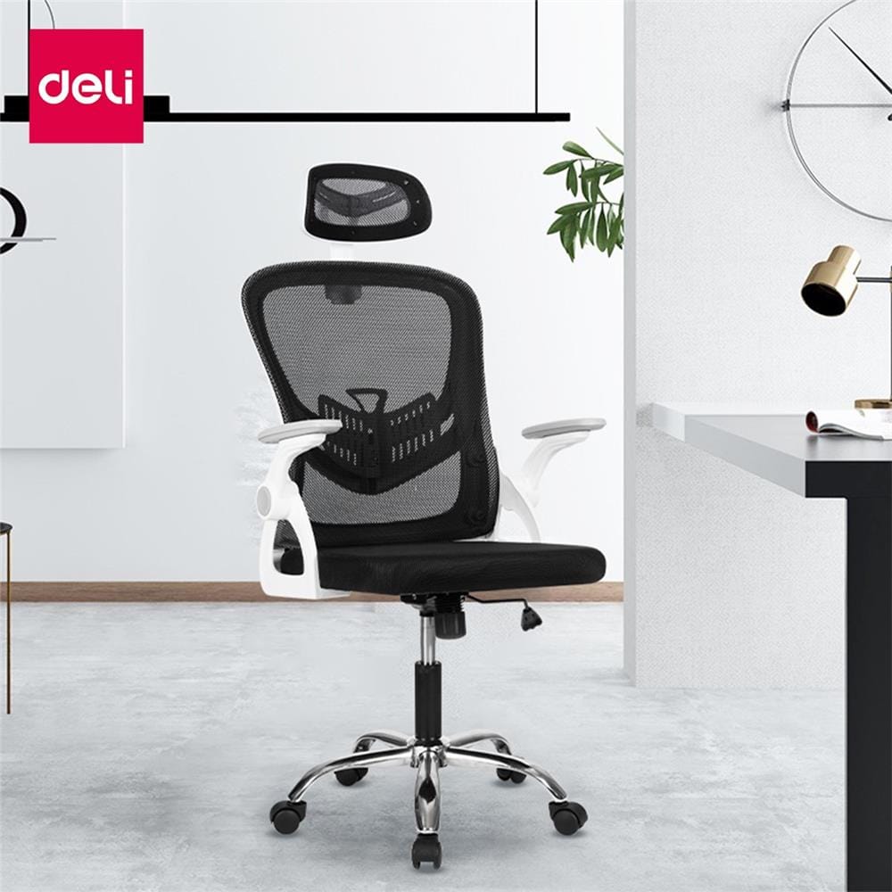 เก้าอี้สำนักงาน DELI E4955-WH-01 สีดำ/ขาว