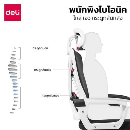 เก้าอี้สำนักงาน DELI E4935-GR-01 สีเทา_4