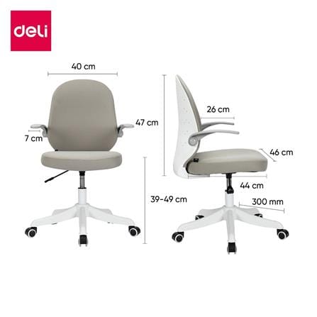 เก้าอี้สำนักงาน DELI E4942-WH-01 สีเทา/ขาว_7