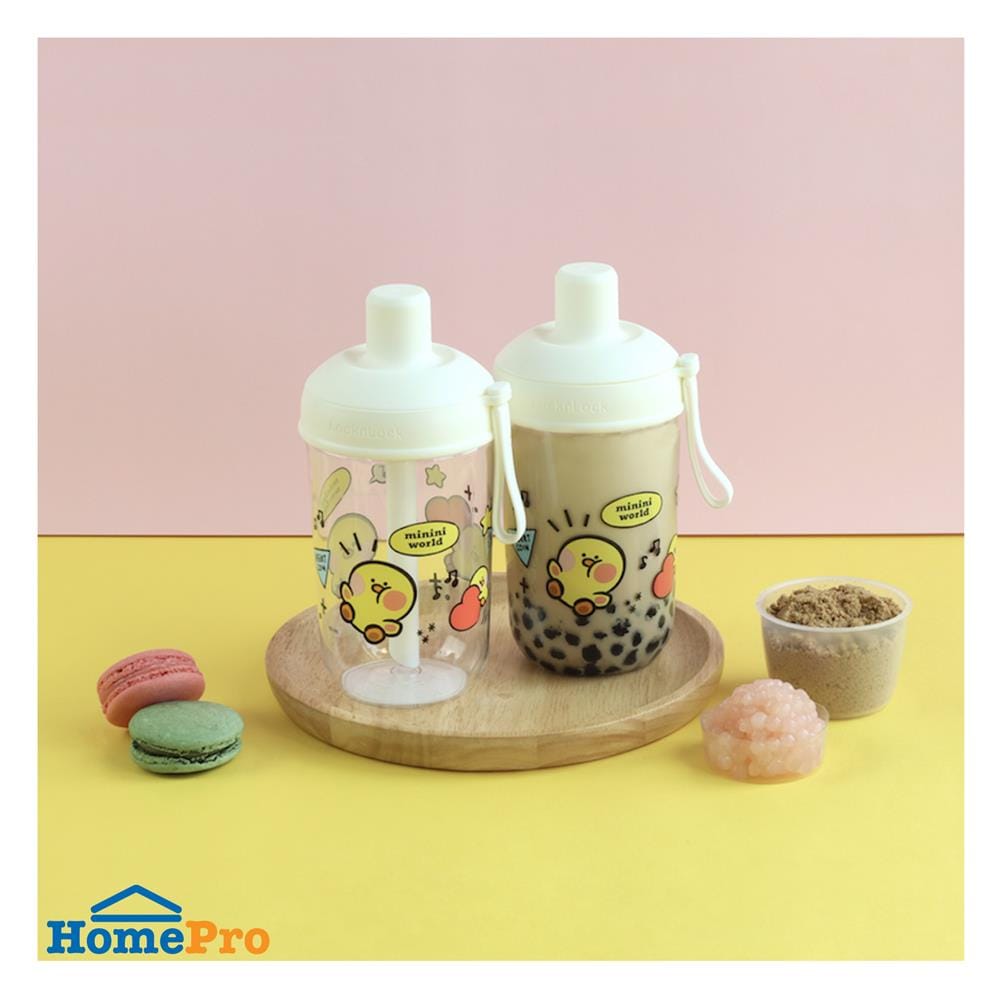 แก้วชานมไข่มุก LOCKNLOCK MILK TEA LINE FRIEND 520 มล. สีขาว