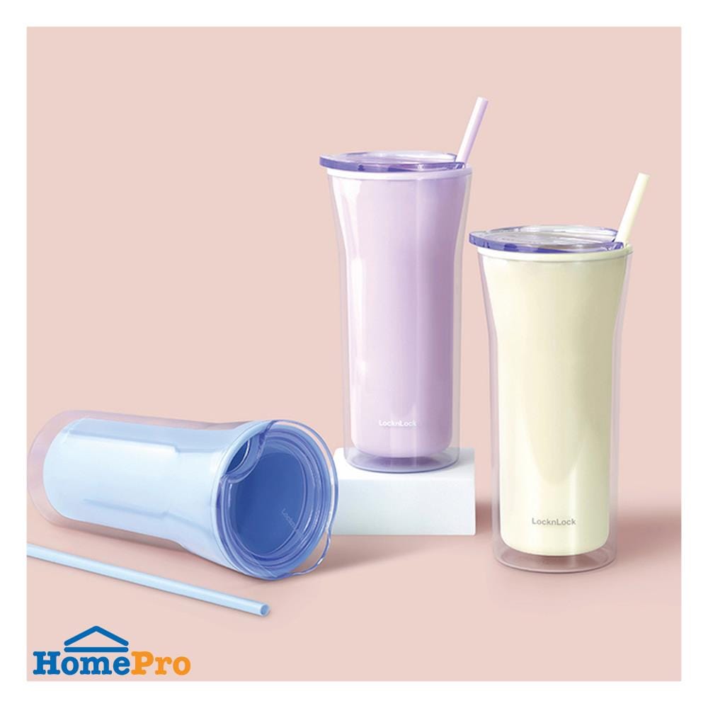 แก้วน้ำ DOUBLE WALL LOCKNLOCK COLD CUP 0.77 ลิตร สีครีม