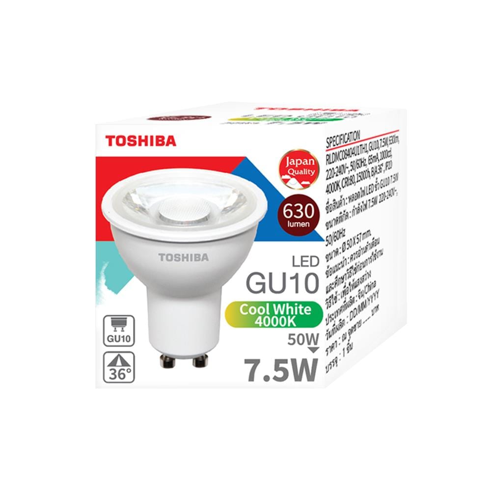 หลอด LED TOSHIBA MR16/PAR 7.5 วัตต์ COOL WHITE GU10