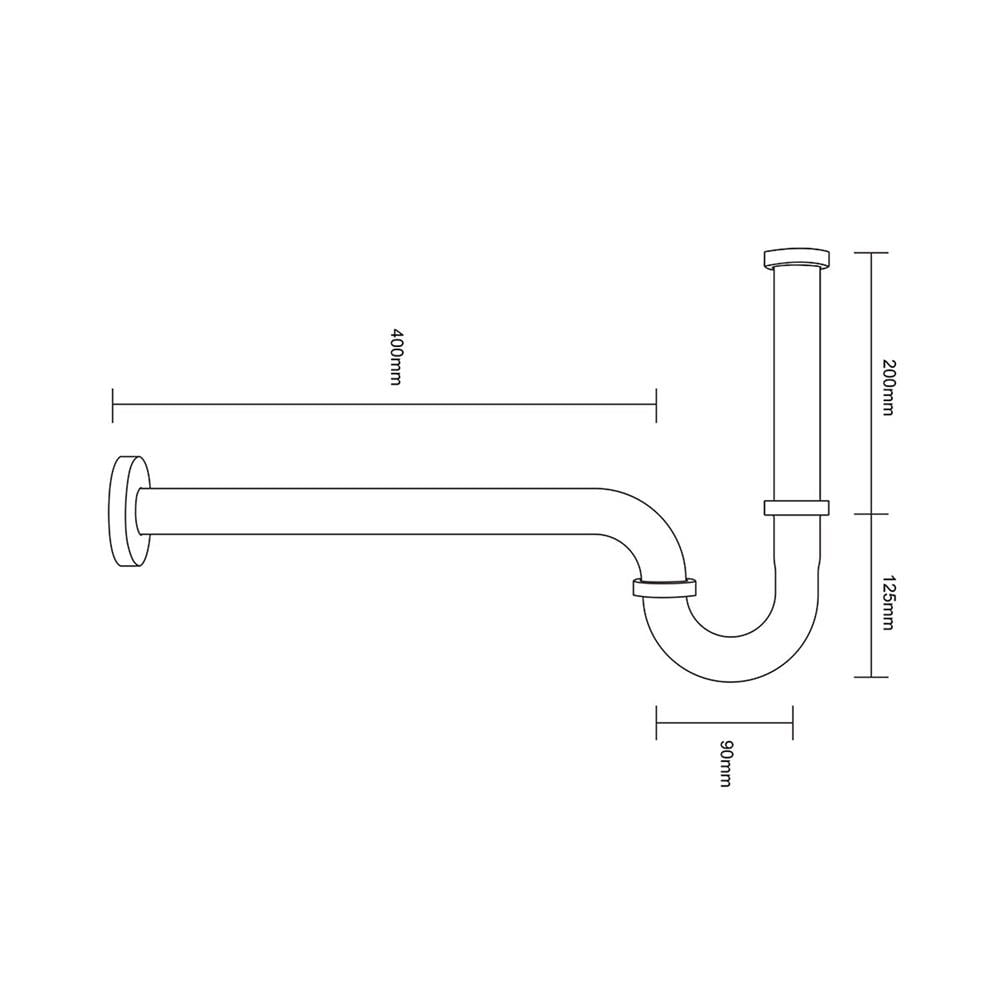 ท่อน้ำทิ้งอ่างล้างหน้าพีแทรป RASLAND RA T923-SS304 40 ซม.
