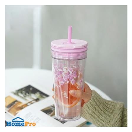 แก้วน้ำ LOCKNLOCK DOUBLE WALL BUCKET COLD 580 มล. สีชมพู_1