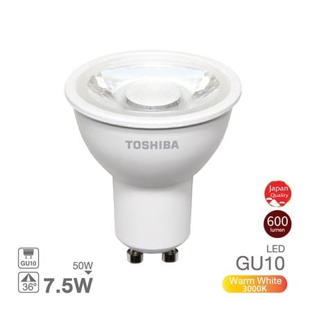 หลอด LED TOSHIBA MR16/PAR 7.5 วัตต์ WARM WHITE GU10_0