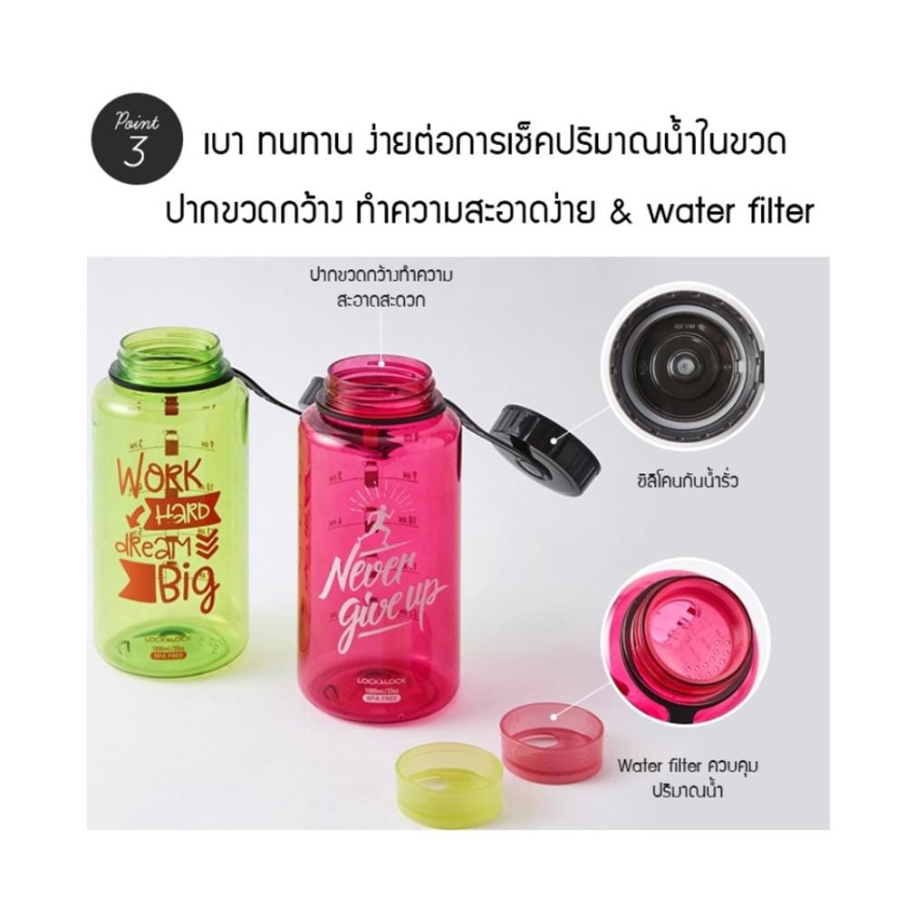 ขวดน้ำพลาสติก LOCKNLOCK HELPER 1 ลิตร สีส้ม
