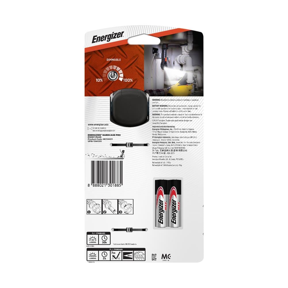 ไฟฉาย LED 300 ลูเมน 3 วัตต์ DAYLIGHT ENERGIZER HCASE PIVOT HCSW21