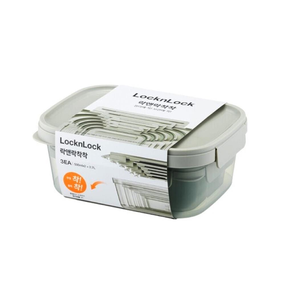 ชุดกล่องอาหาร LOCKNLOCK CHAK CHAK 2.7 ลิตร(1 ชิ้น)+500 มล.(2 ชิ้น) สีมิ้นต์