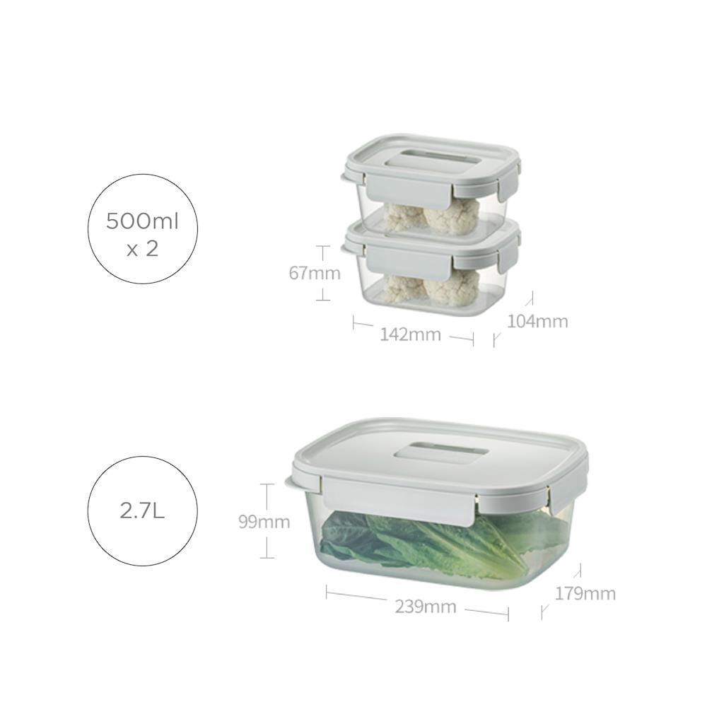 ชุดกล่องอาหาร LOCKNLOCK CHAK CHAK 2.7 ลิตร(1 ชิ้น)+500 มล.(2 ชิ้น) สีมิ้นต์