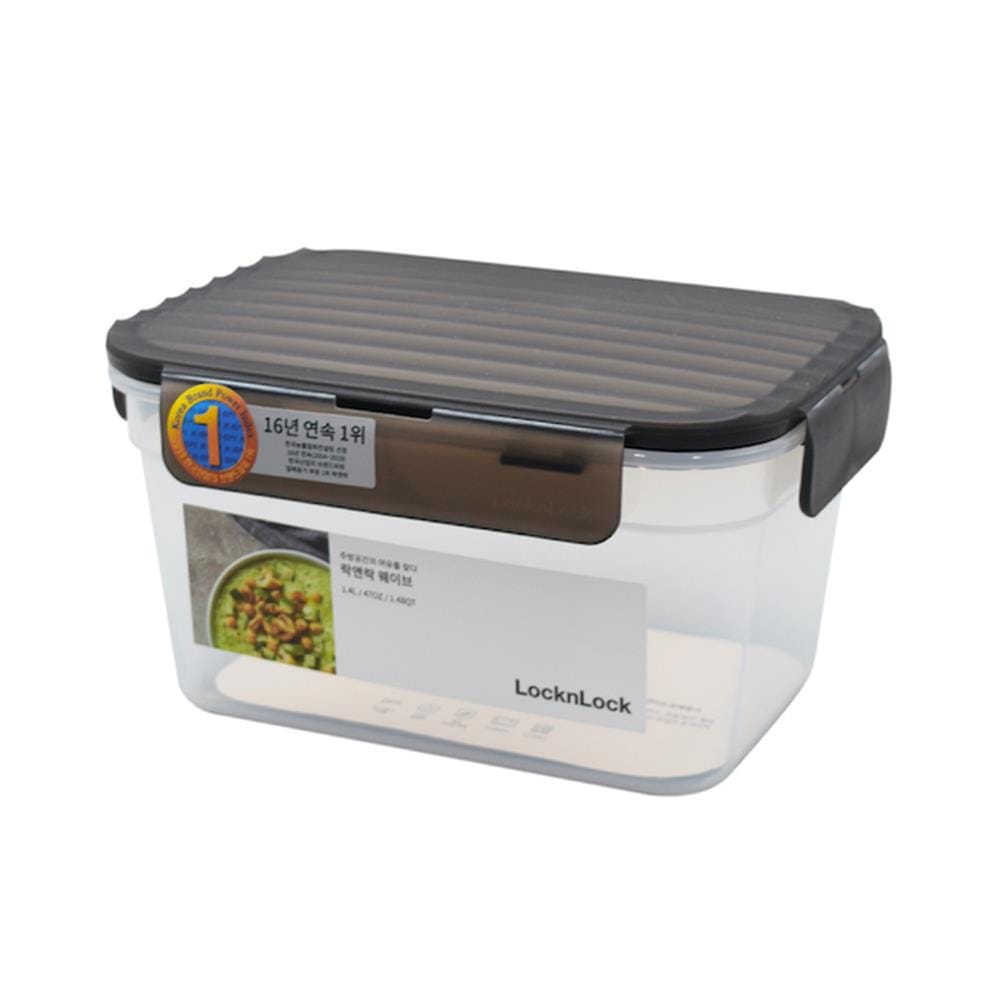 กล่องอาหาร LOCKNLOCK WAVE CONTAINER 1.4 ลิตร สีเทา