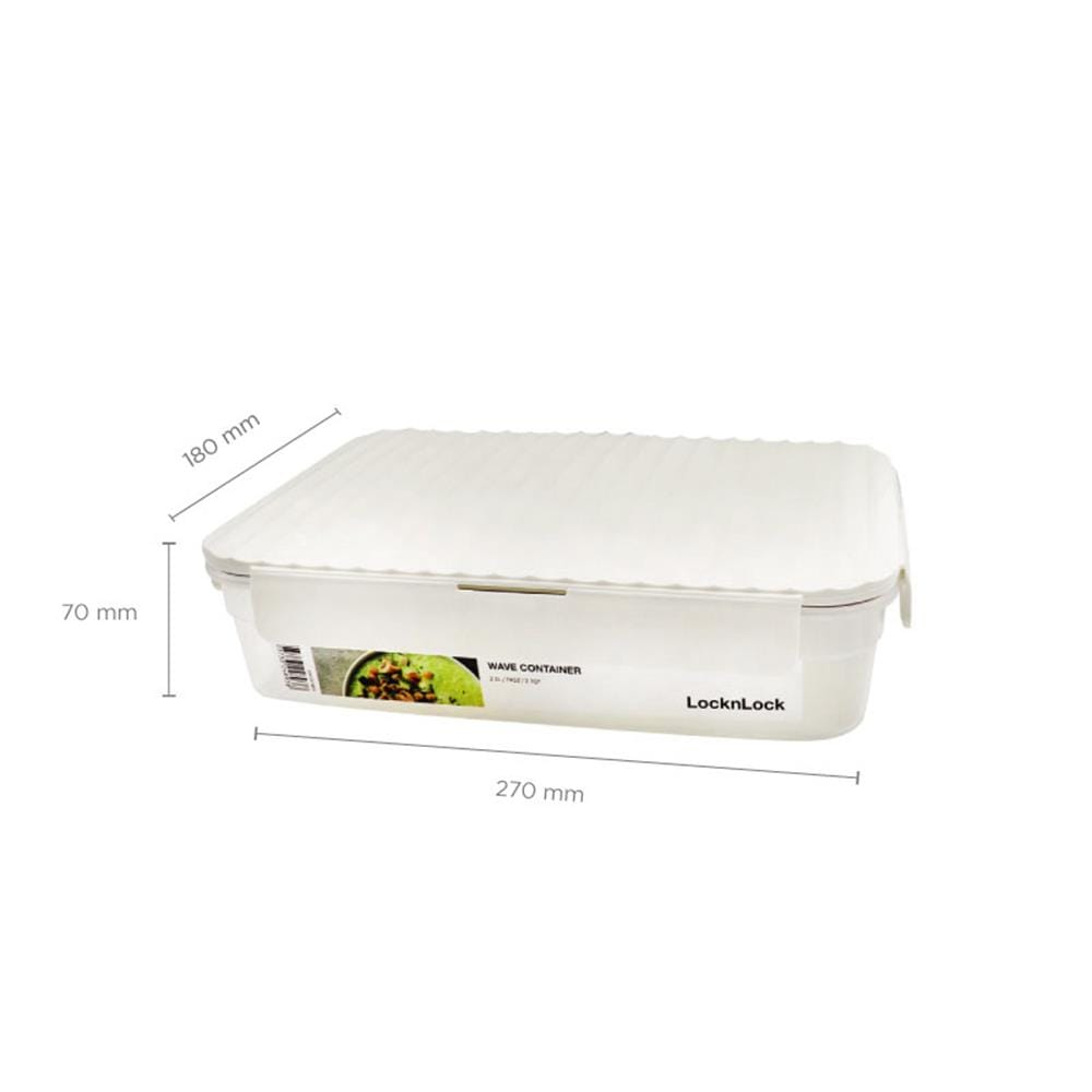 กล่องอาหาร LOCKNLOCK WAVE CONTAINER 2.2 ลิตร สีขาว