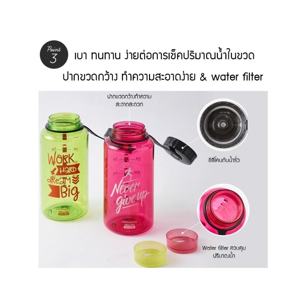 ขวดน้ำพลาสติก LOCKNLOCK HELPER 1 ลิตร สีฟ้า
