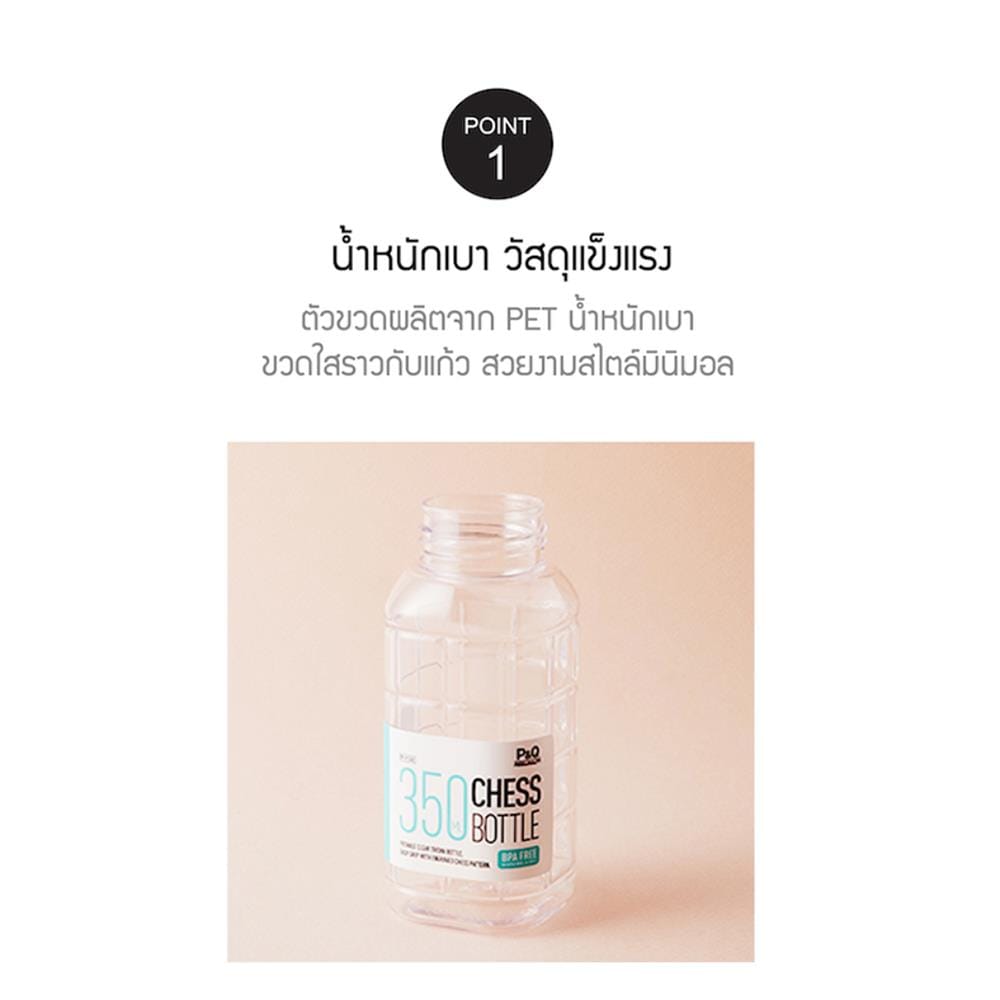 ขวดน้ำพลาสติก PET LOCKNLOCK CHESS 0.35 ลิตร สีขาว/ใส