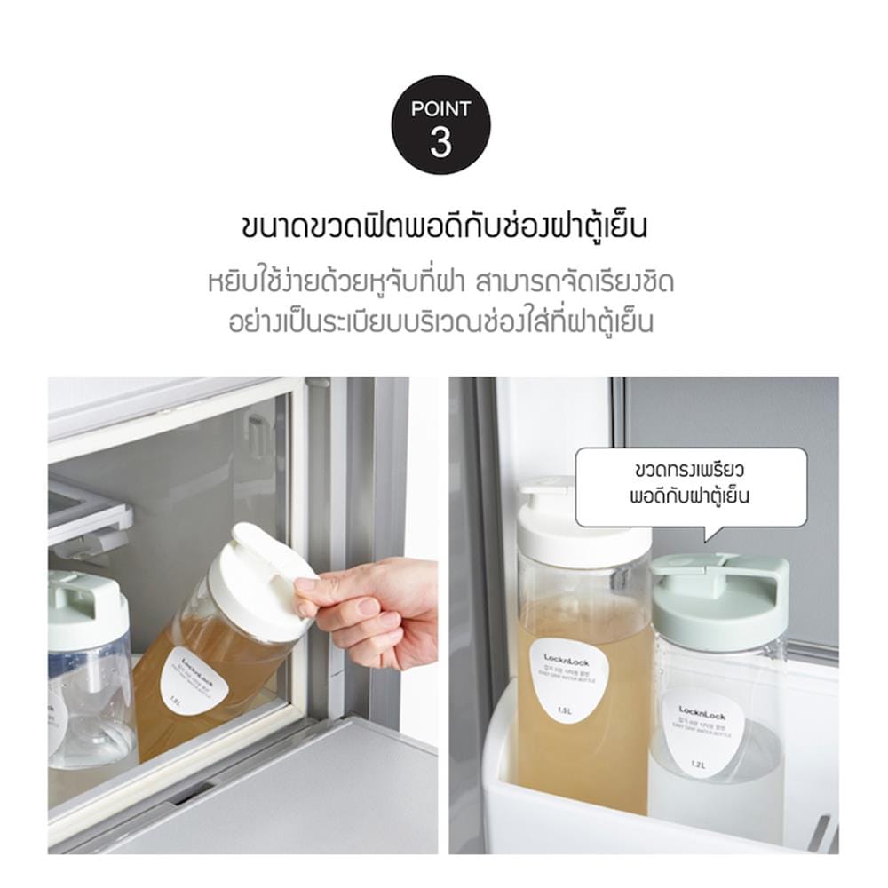 ขวดน้ำ PET LOCKNLOCK EASY GRIP 1.5 ลิตร สีเทา