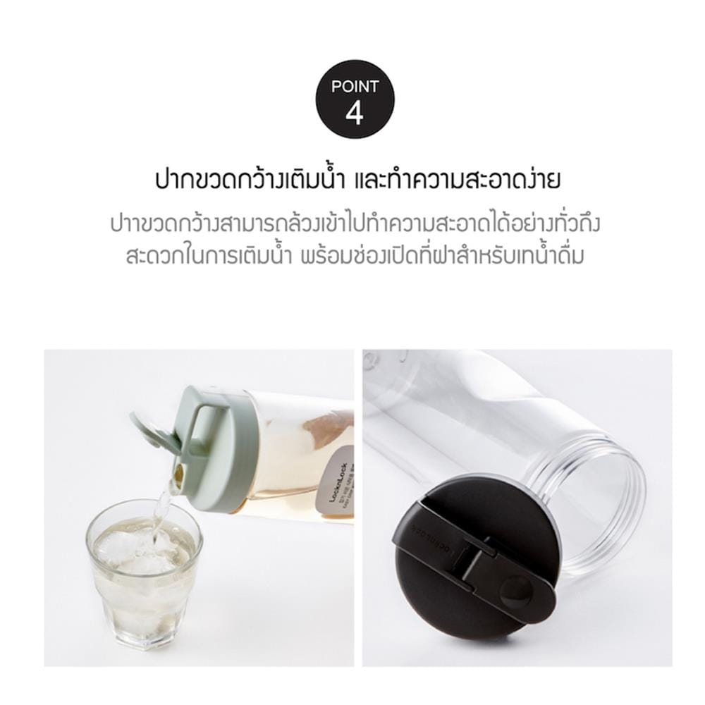 ขวดน้ำ PET LOCKNLOCK EASY GRIP 1.5 ลิตร สีขาว