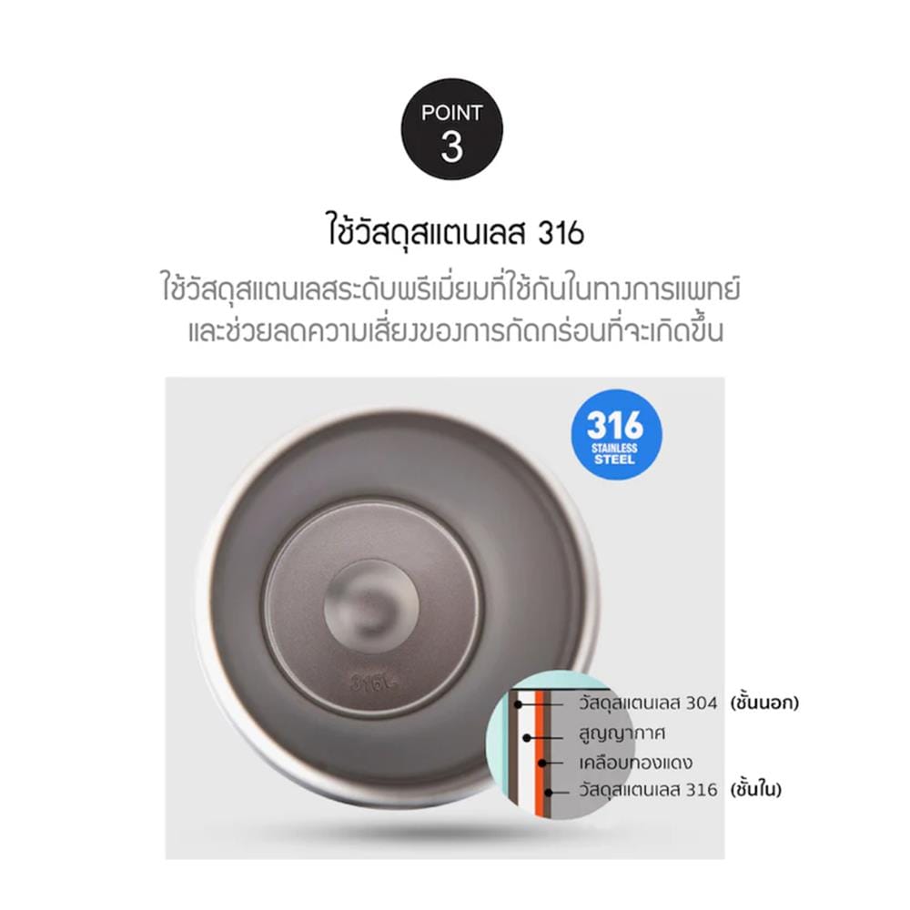 กระติกสุญญากาศ 550 มล. LOCKNLOCK ENERGETIC ONE TOUCH สีมิ้นต์