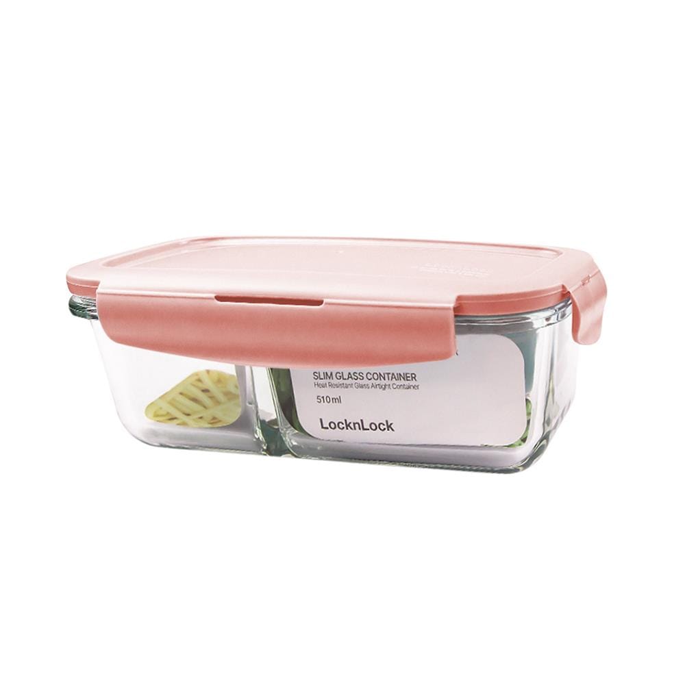 กล่องอาหาร LOCKNLOCK SLIM GLASS LCB425C 0.51 ลิตร สีชมพู