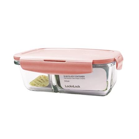กล่องอาหาร LOCKNLOCK SLIM GLASS LCB425C 0.51 ลิตร สีชมพู_0