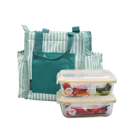 ชุดกล่องอาหารแก้วพร้อมกระเป๋า LOCKNLOCK LUNCH สีเขียว_0