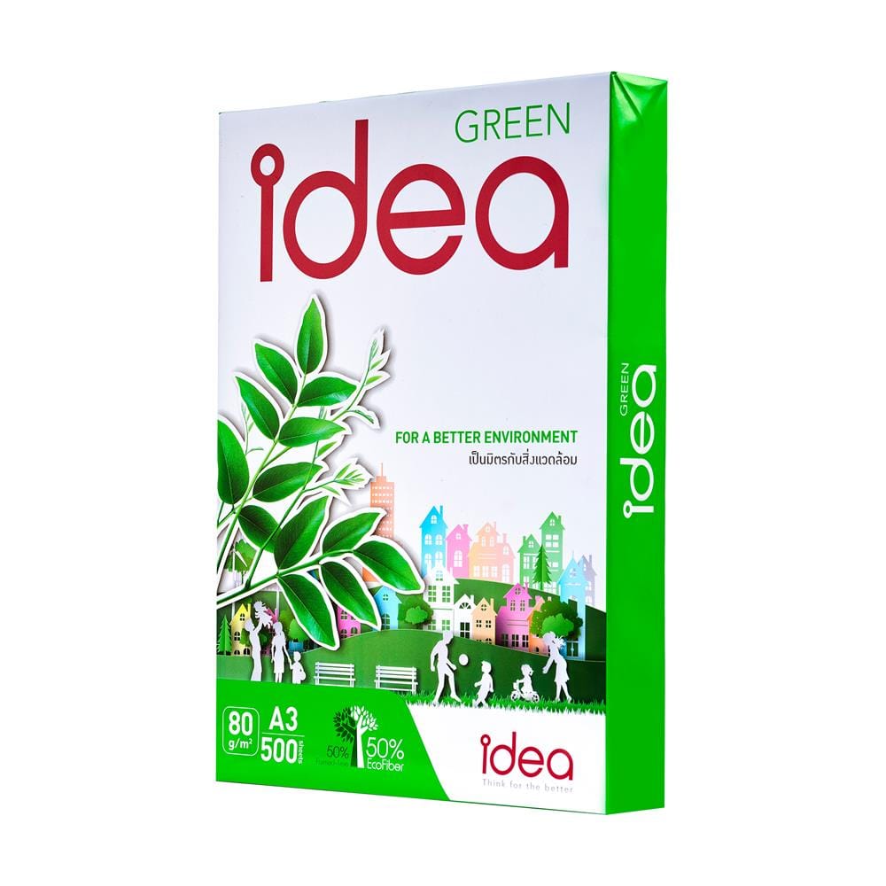 กระดาษถ่ายเอกสาร IDEA BY SCGP GREEN 80 แกรม A3 1 รีม 500 แผ่น