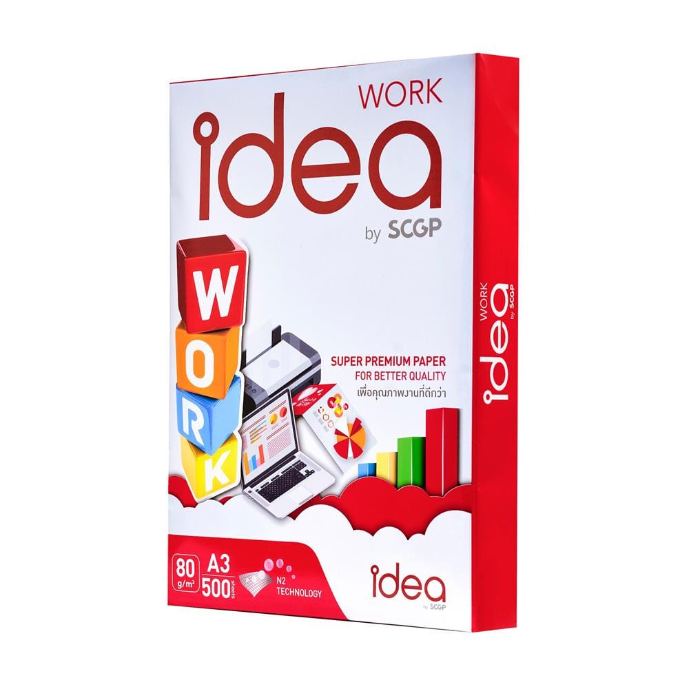 กระดาษถ่ายเอกสาร IDEA BY SCGP WORK 80 แกรม A3 1 รีม 500 แผ่น