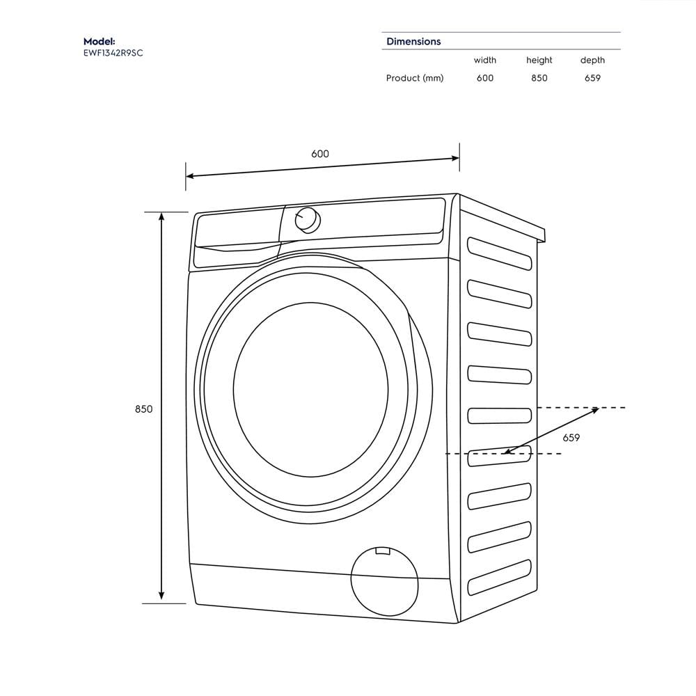 เครื่องซักผ้าฝาหน้าพร้อมขาตั้ง ELECTROLUX EWF1342R9SC 13 กก. 1400RPM อินเวอร์เตอร์ สีเทาเข้ม