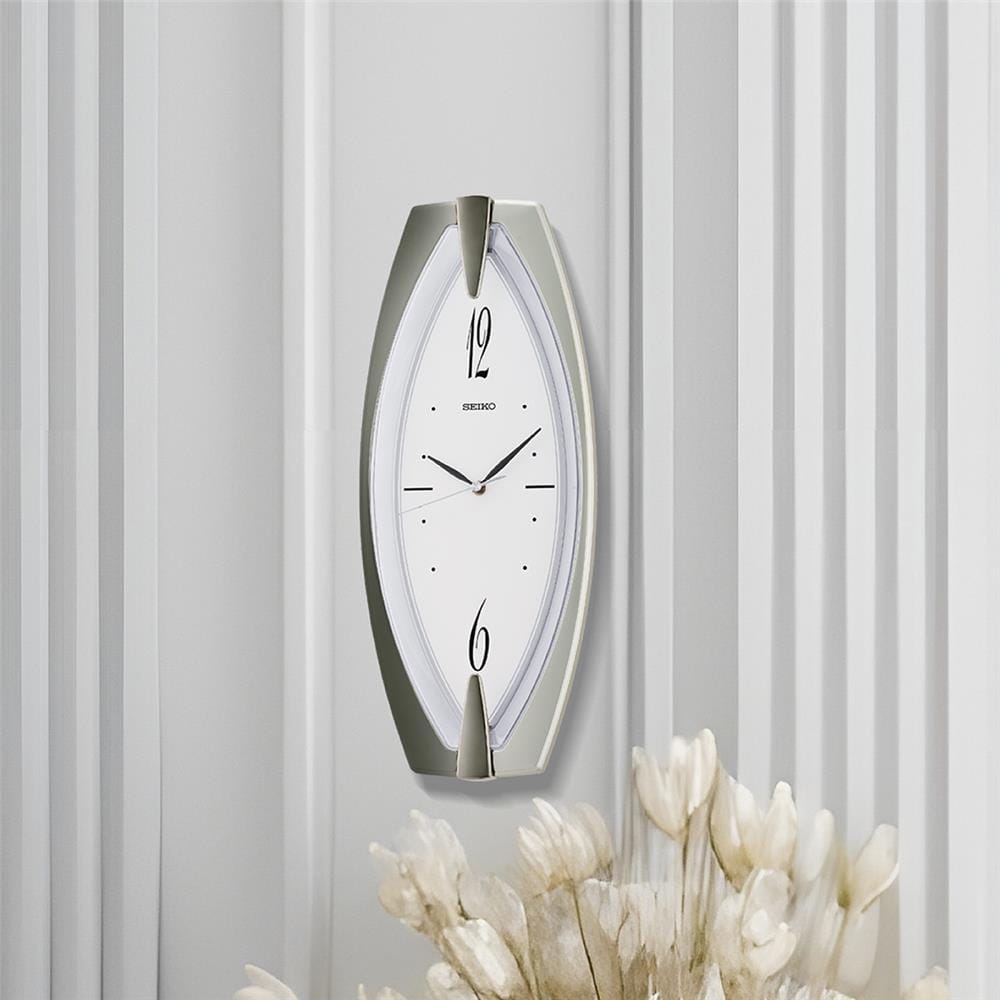 นาฬิกาแขวน SEIKO CLOCKS QXA342D 17.9X7.3 นิ้ว สีเงิน