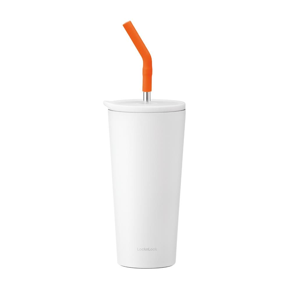 กระติกสุญญากาศ LOCKNLOCK STRAW VACUUM COLDCUP LHC4304 550 มล. สีขาว