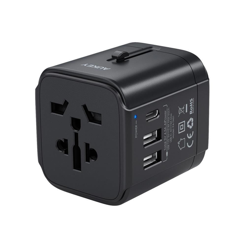 ปลั๊กแปลง 4 IN 1 UNIVERSAL 2 USB 1 TYPE C AUKEY PA-TA01  สีดำ