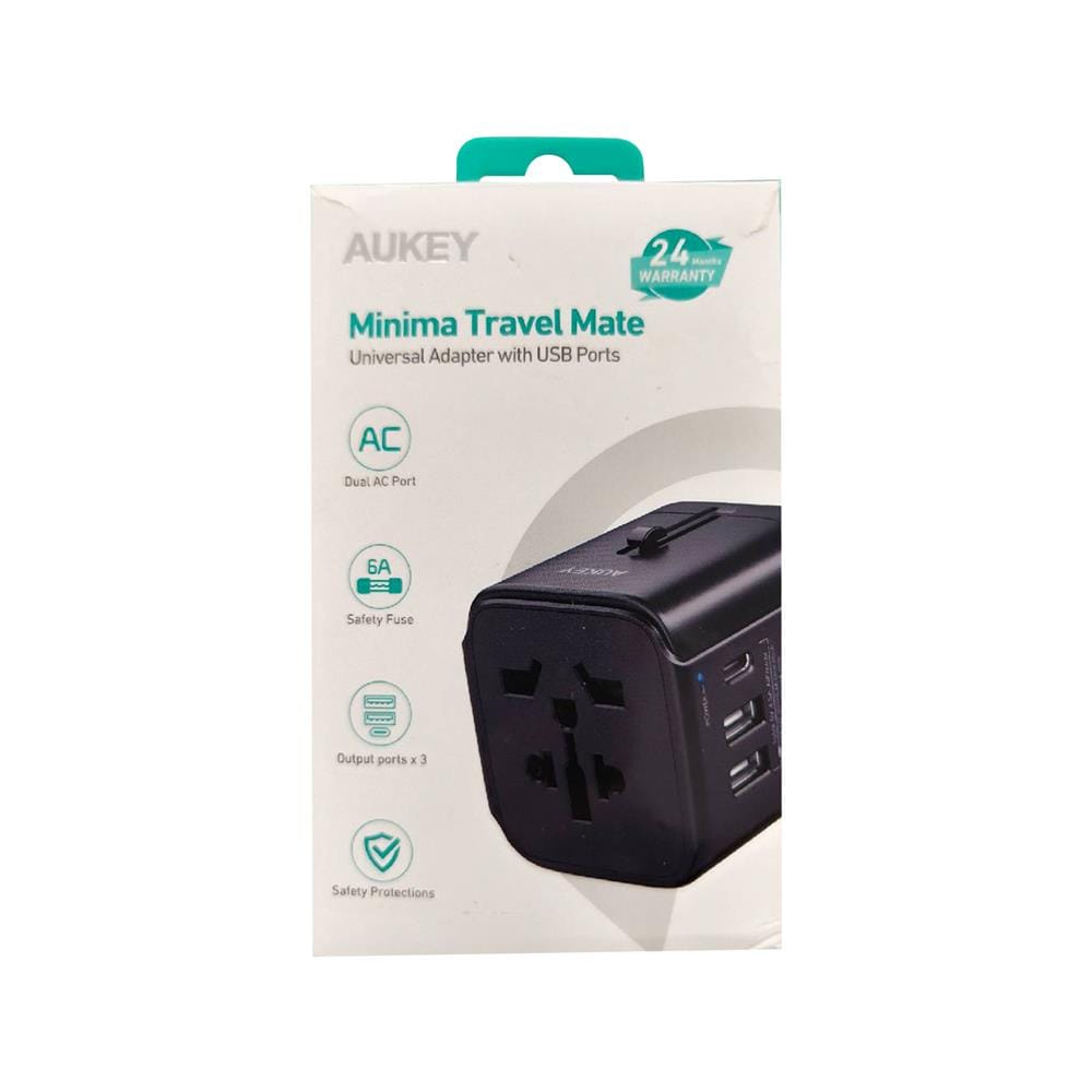 ปลั๊กแปลง 4 IN 1 UNIVERSAL 2 USB 1 TYPE C AUKEY PA-TA01  สีดำ