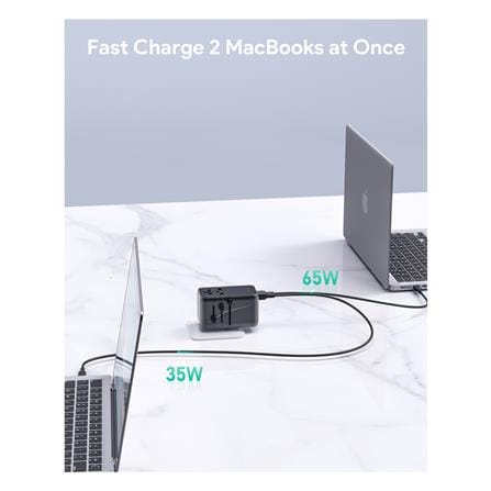 ปลั๊กแปลง 4 IN 1 UNIVERSAL 1 USB A 3 TYPE C AUKEY PA-TA09 100 วัตต์ สีเทา_2
