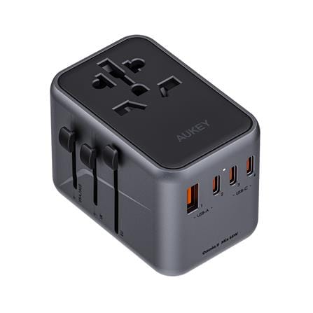 ปลั๊กแปลง 4 IN 1 UNIVERSAL 1 USB A 5 TYPE C AUKEY PA-TA08 65W สีเทา_0