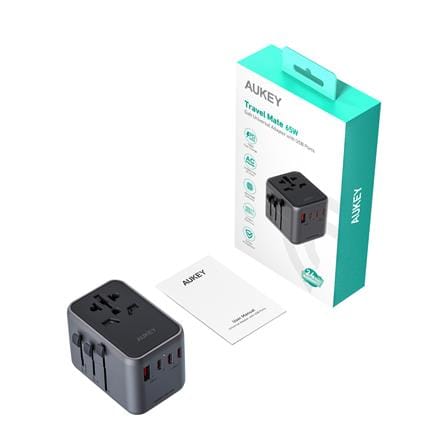 ปลั๊กแปลง 4 IN 1 UNIVERSAL 1 USB A 5 TYPE C AUKEY PA-TA08 65W สีเทา_1
