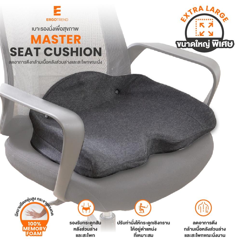 เบาะรองนั่ง ERGOTREND MASTER SEAT 18X13 นิ้ว สีเทา