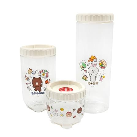 ชุดขวดโหลฝาเกลียว LOCKNLOCK LINE FRIEND INL301S002LF สีขาว/ใส 3 ชิ้น_0