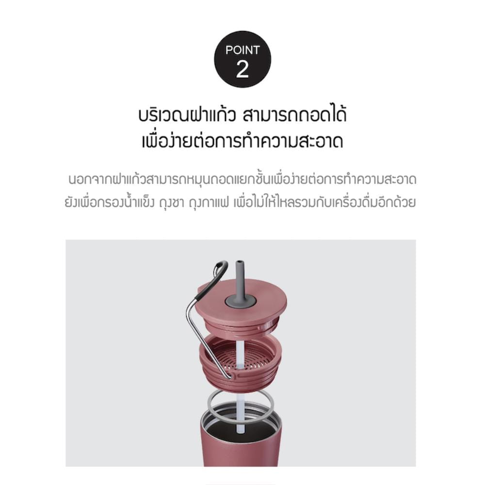 แก้วน้ำสุญญากาศพร้อมหลอด LOCKNLOCK TUMBLER 540 มล. สีขาว