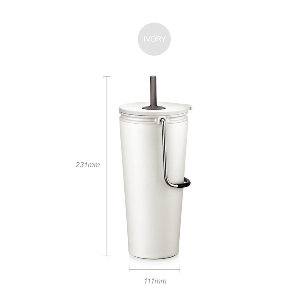 แก้วน้ำสุญญากาศพร้อมหลอด LOCKNLOCK TUMBLER 540 มล. สีขาว