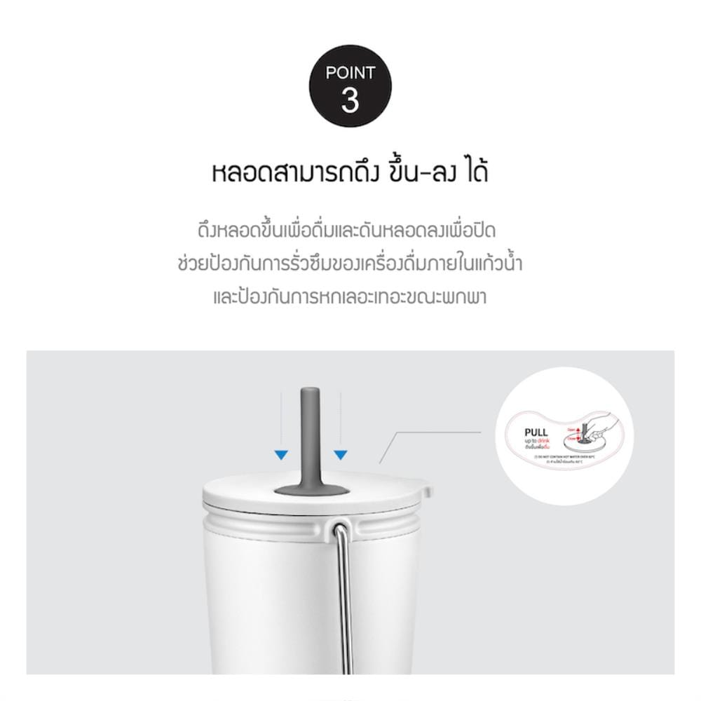 แก้วน้ำสุญญากาศพร้อมหลอด LOCKNLOCK TUMBLER 540 มล. สีขาว